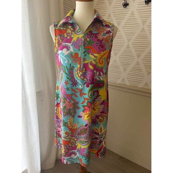 Pappagallo Dresses & Skirts - Pappagallo Women’s Small Azure Pink Half Zip Sleeveless Tank Dress
